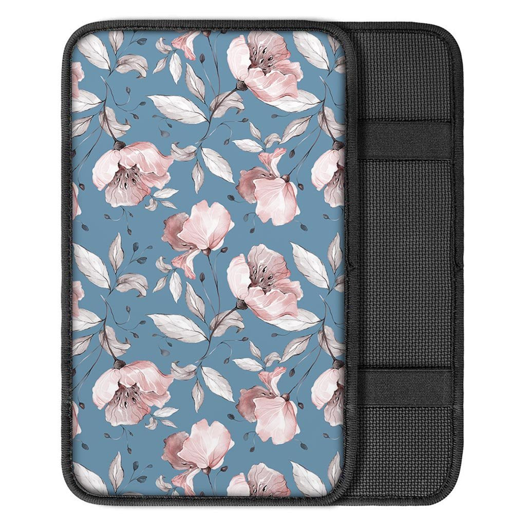 Blue Vintage Floral Print Car Console Cover-grizzshop