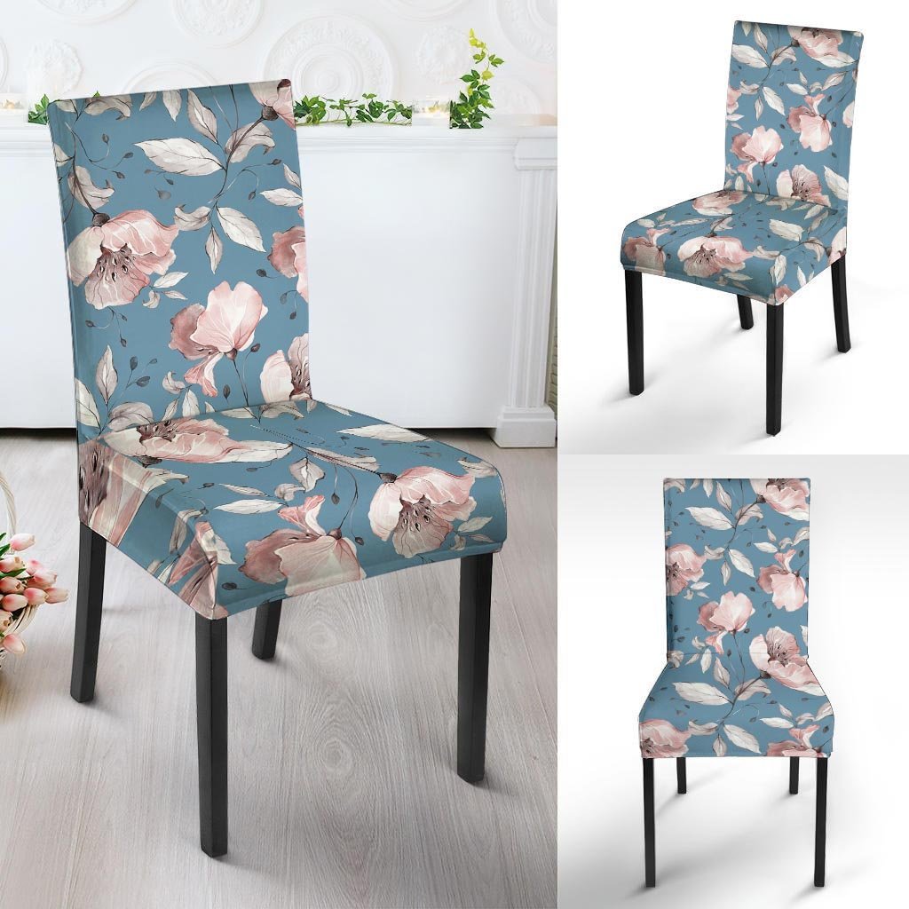 Blue Vintage Floral Print Chair Cover-grizzshop