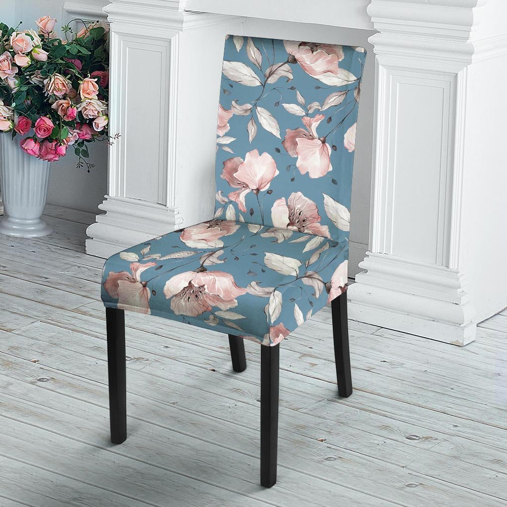 Blue Vintage Floral Print Chair Cover-grizzshop