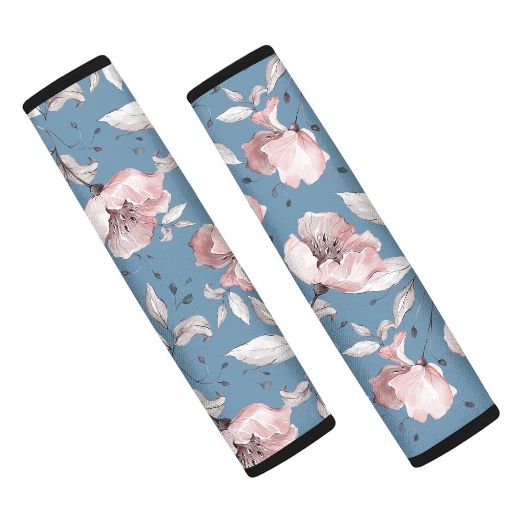 Blue Vintage Floral Print Seat Belt Cover-grizzshop