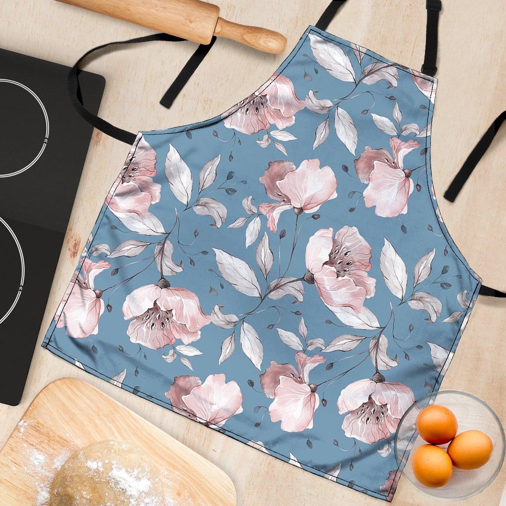 Blue Vintage Floral Print Women's Apron-grizzshop