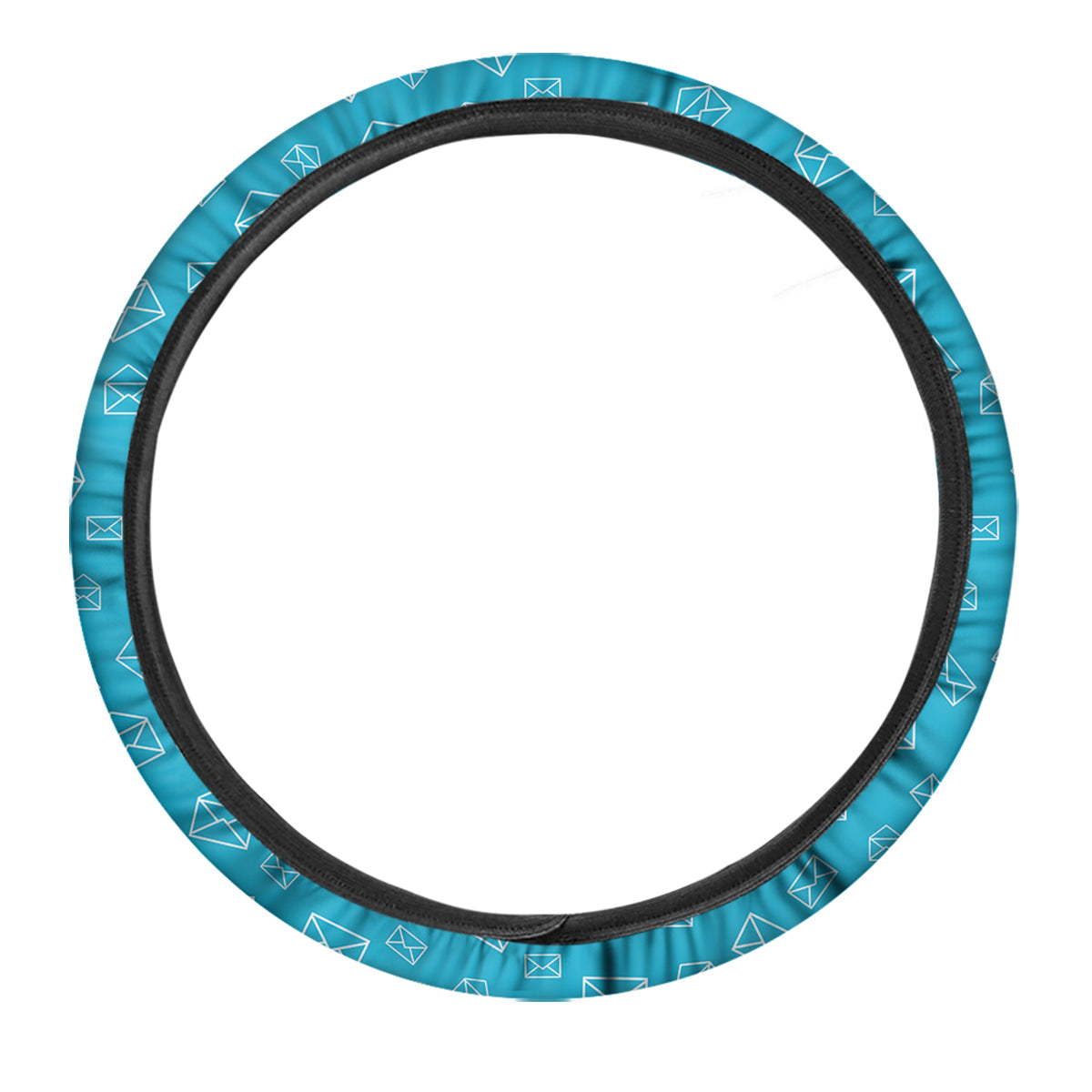 Blue White Mail Print Pattern Car Steering Wheel Cover-grizzshop