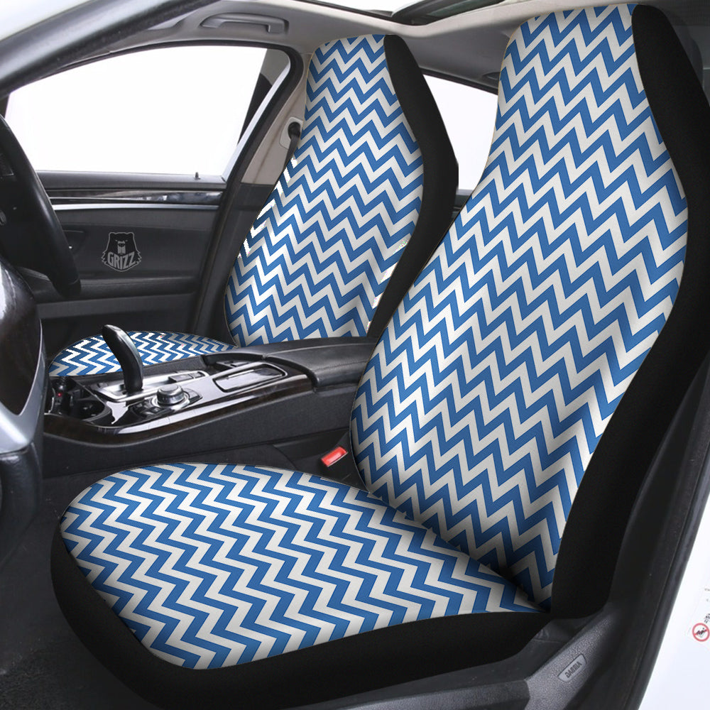 Blue Zigzag Print Pattern Car Seat Covers-grizzshop