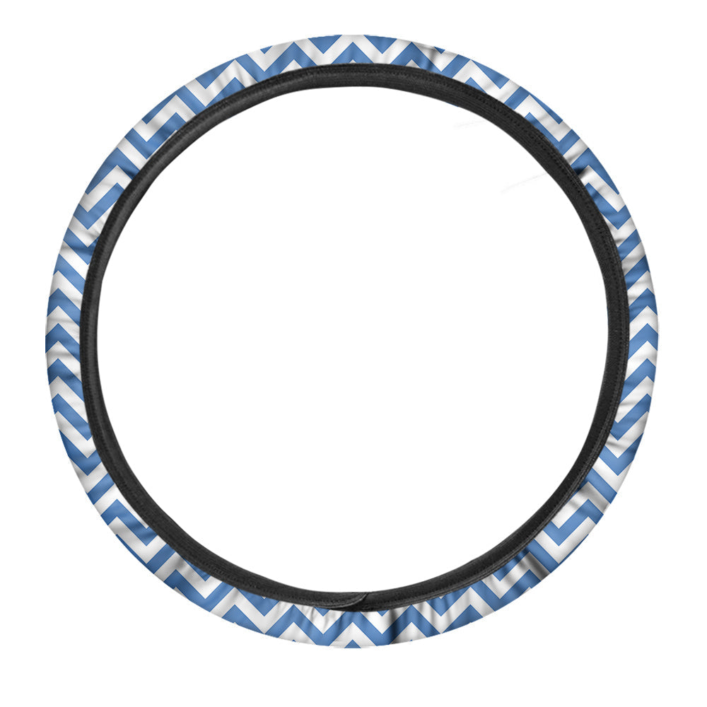 Blue Zigzag Print Pattern Car Steering Wheel Cover-grizzshop