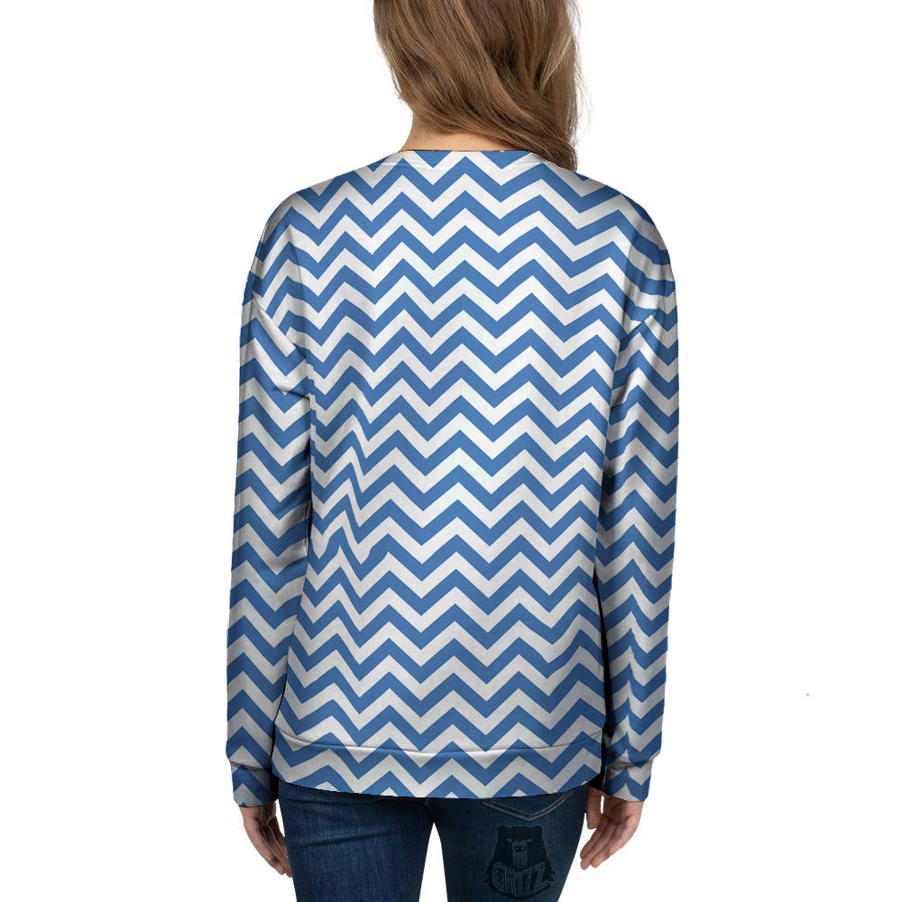 Blue Zigzag Print Pattern Women's Sweatshirt-grizzshop