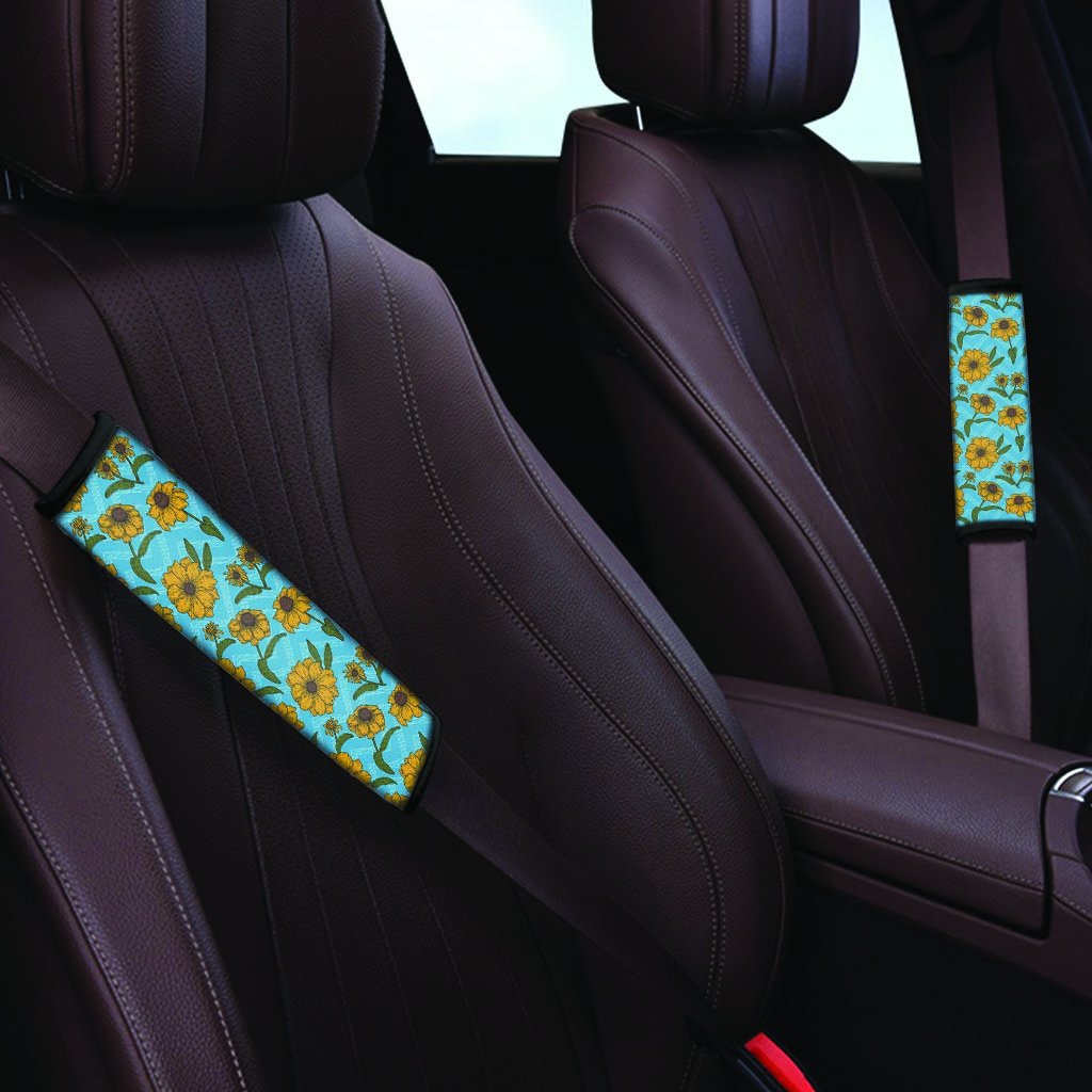 Blue Zigzag Sunflower Seat Belt Cover-grizzshop