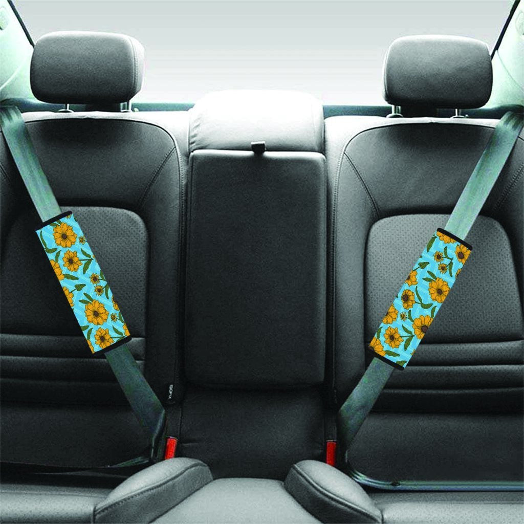 Blue Zigzag Sunflower Seat Belt Cover-grizzshop