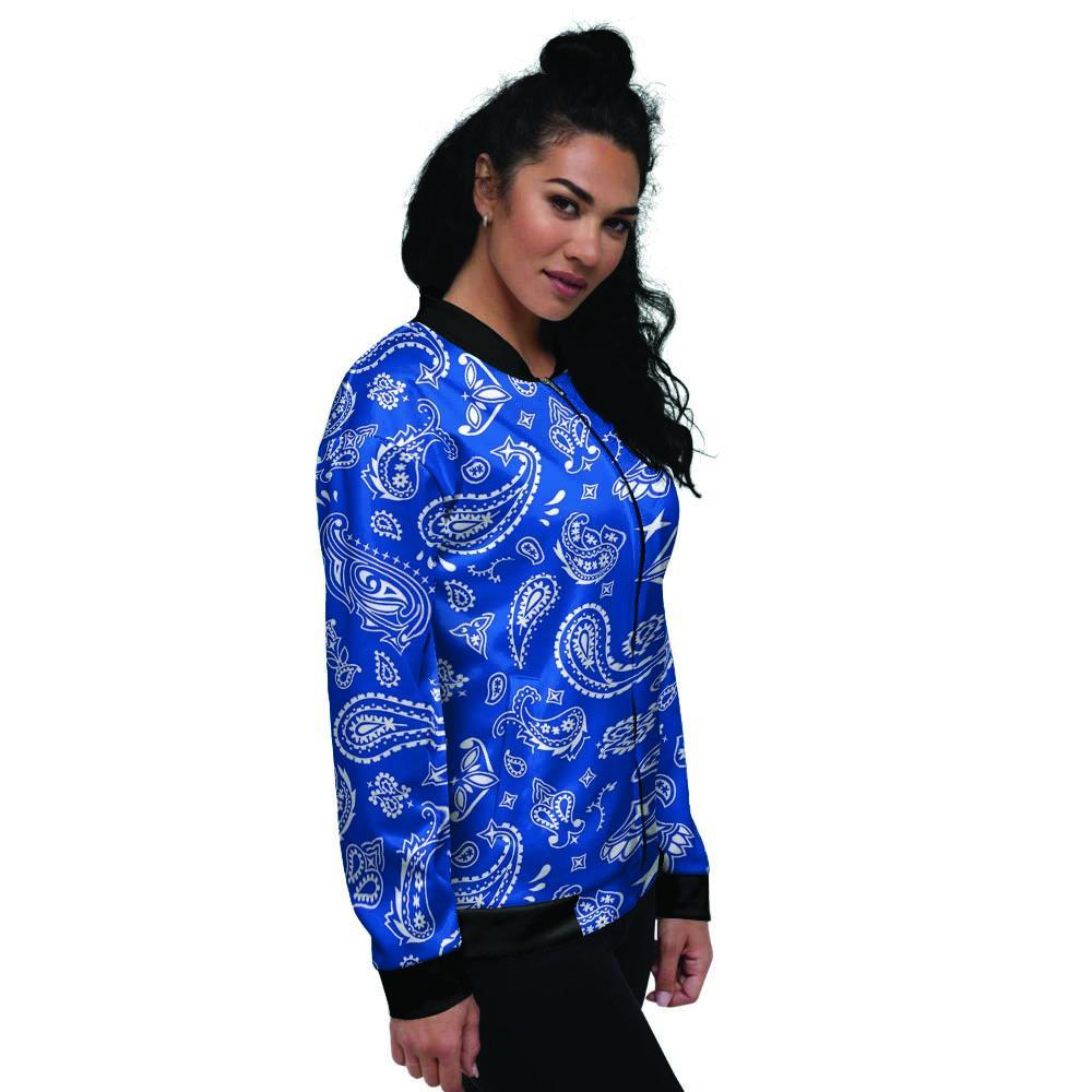 Blue Bandana Women's Bomber Jacket-grizzshop