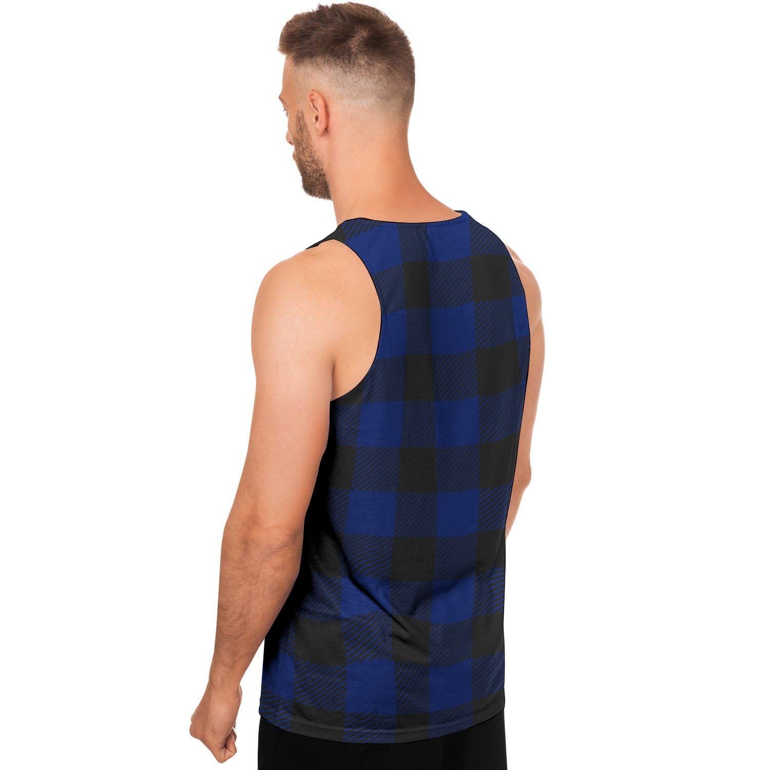 Blue Buffalo Plaid Men's Tank Tops-grizzshop
