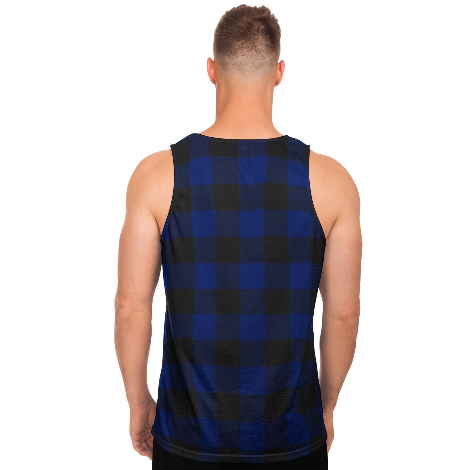 Blue Buffalo Plaid Men's Tank Tops-grizzshop