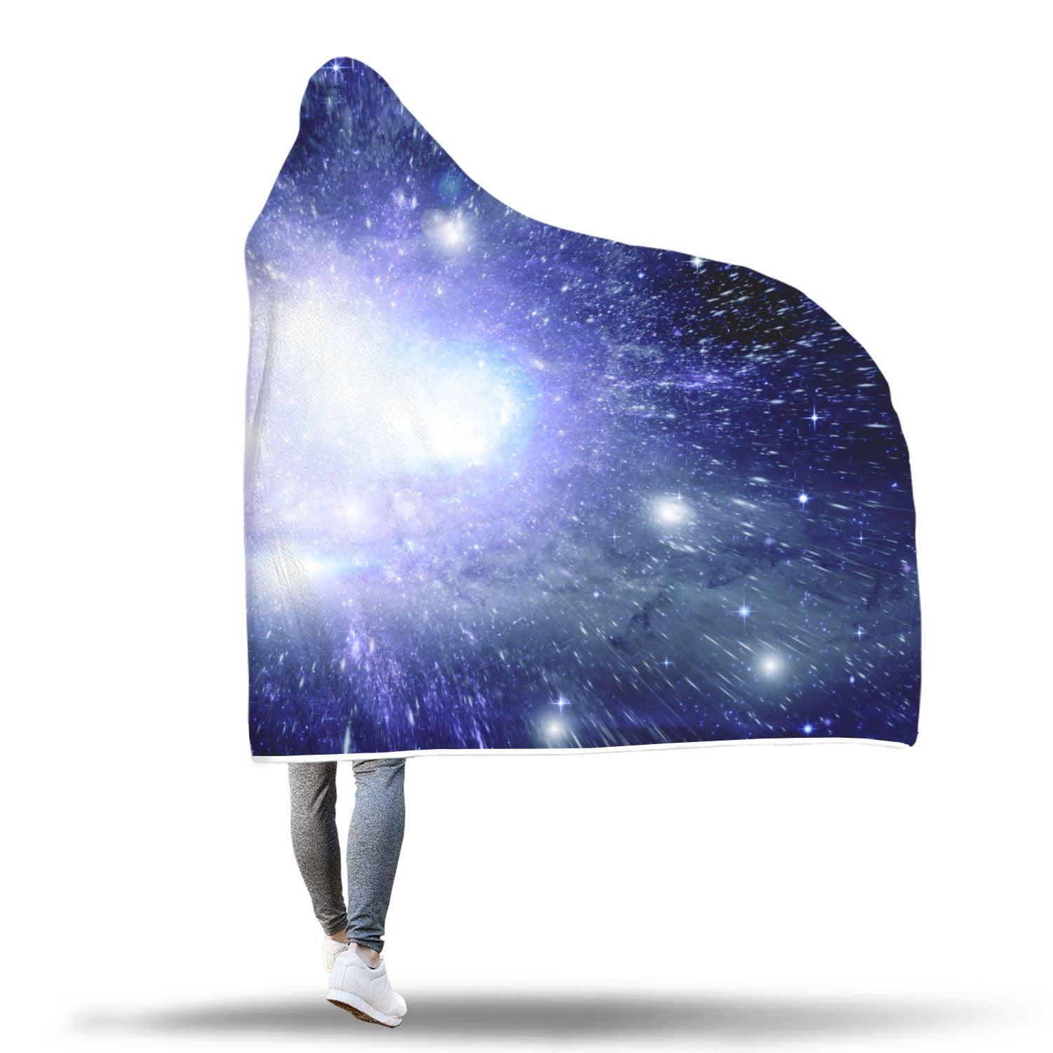 Blue Galaxy Space Stardust Print Hooded Blanket-grizzshop