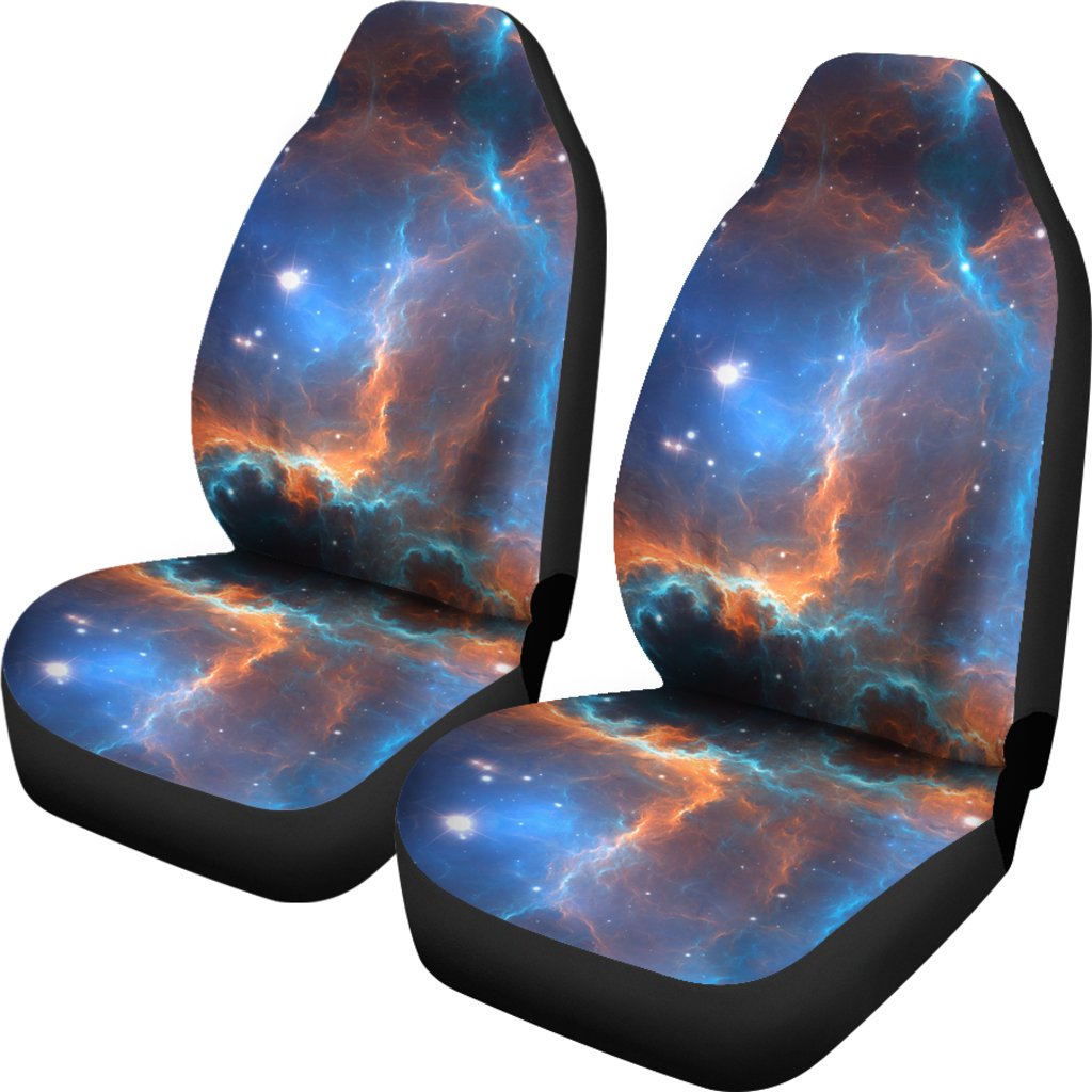 Blue Geomagnetic Storm Galaxy Space Print Universal Fit Car Seat Cover-grizzshop