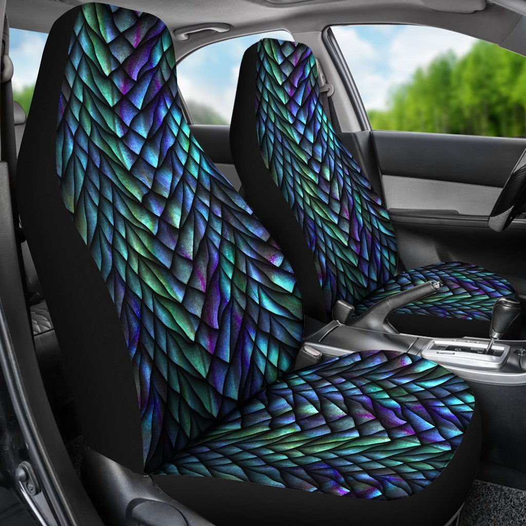 Blue Green Egg Skin Dragon Pattern Print Universal Fit Car Seat Cover-grizzshop