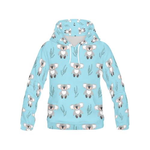 Blue Koala Pattern Print Men Pullover Hoodie-grizzshop