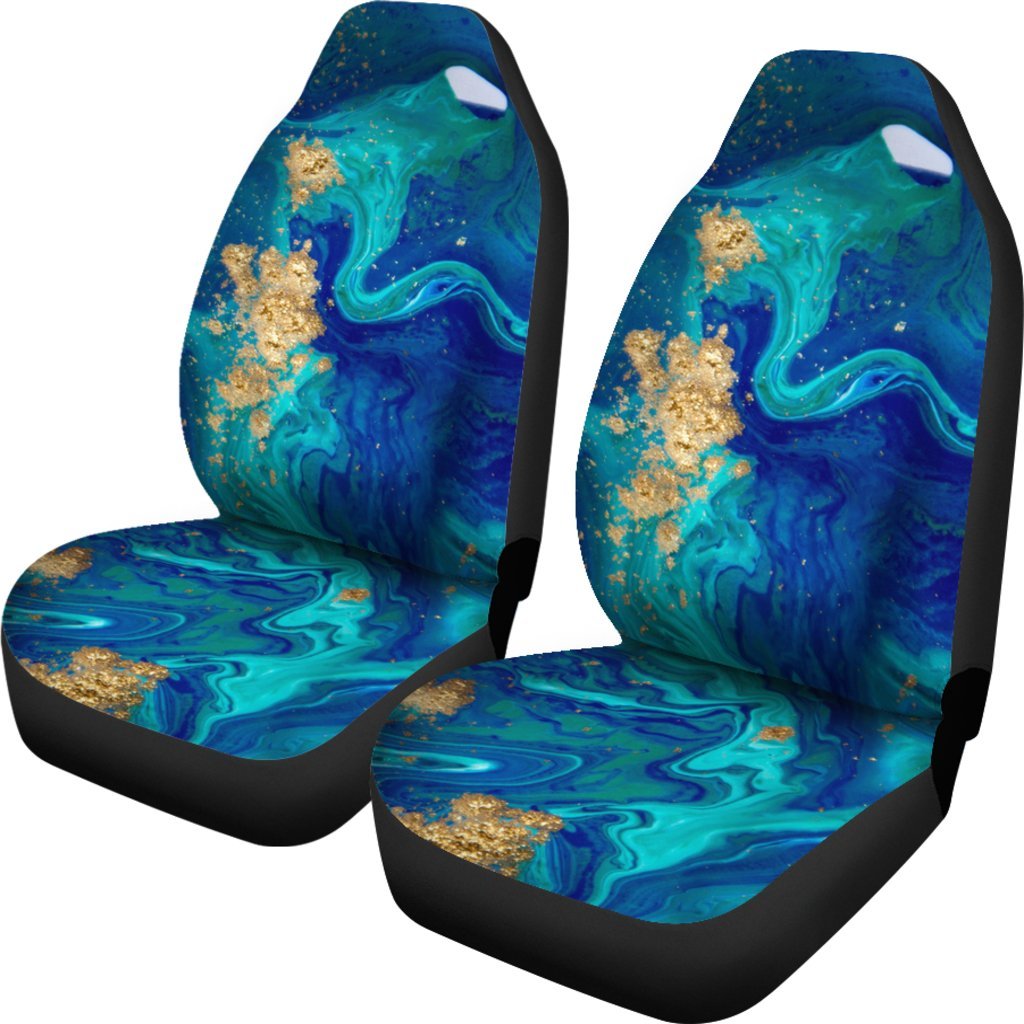 Blue Marble Pattern Print Universal Fit Car Seat Cover-grizzshop