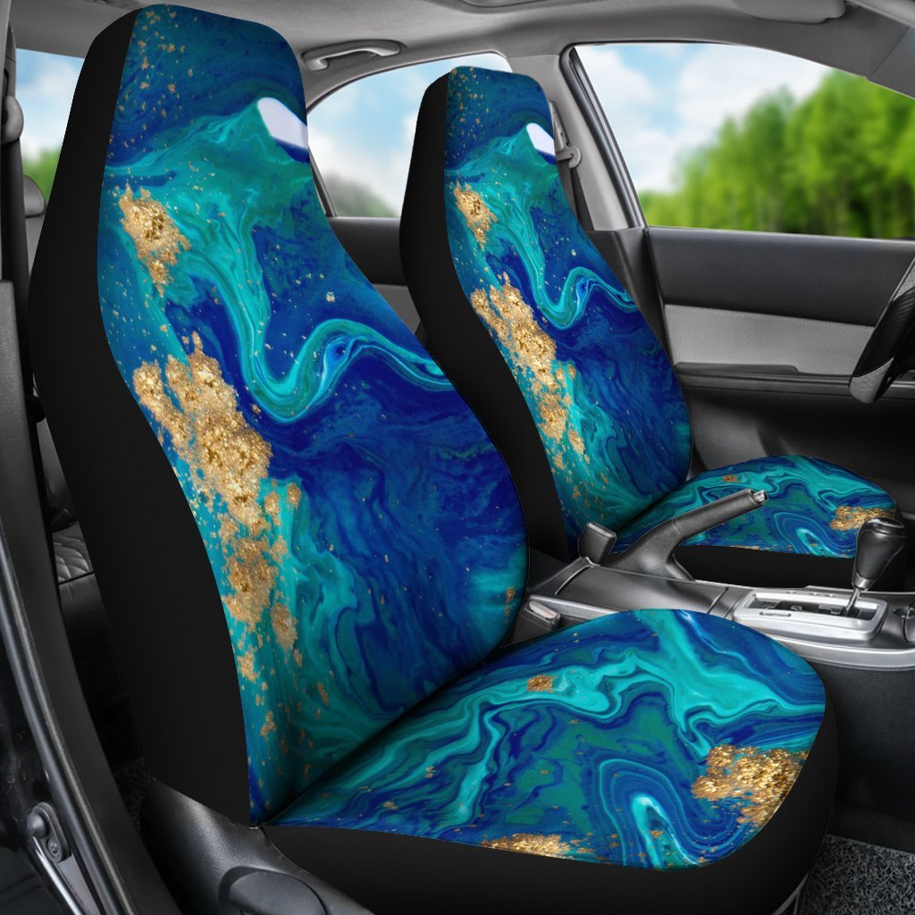 Blue Marble Pattern Print Universal Fit Car Seat Cover-grizzshop