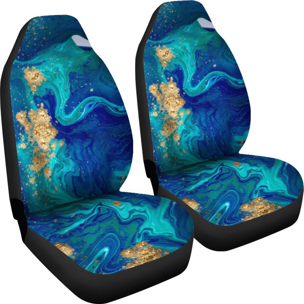 Blue Marble Pattern Print Universal Fit Car Seat Cover-grizzshop