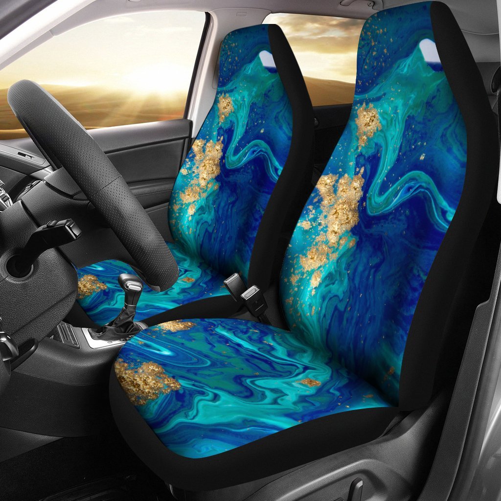 Blue Marble Pattern Print Universal Fit Car Seat Cover-grizzshop