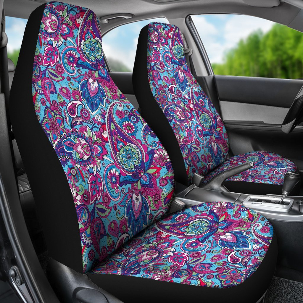 Blue Purple Red Paisley Pattern Print Universal Fit Car Seat Cover-grizzshop