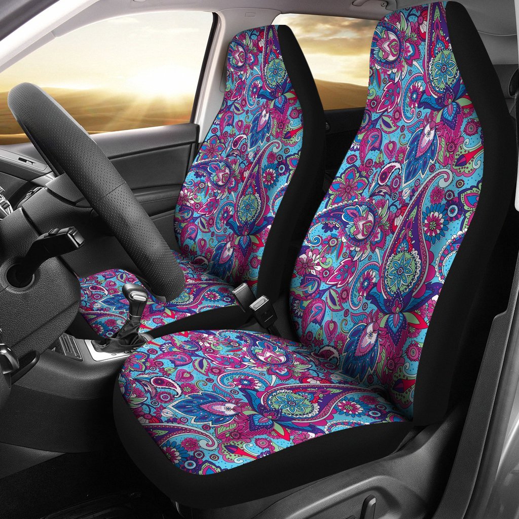 Blue Purple Red Paisley Pattern Print Universal Fit Car Seat Cover-grizzshop
