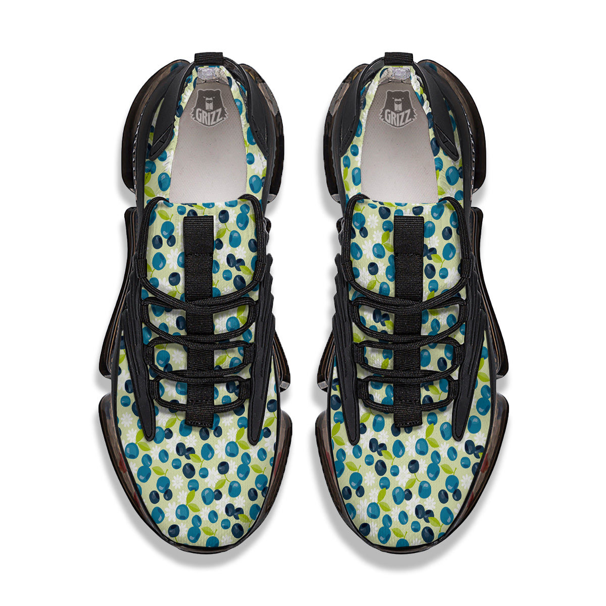 Blueberry And Daisy Print Pattern Black Gym Shoes-grizzshop