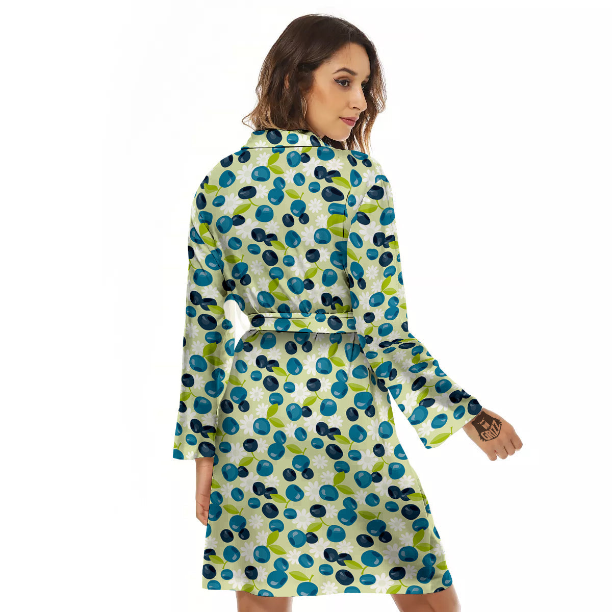 Blueberry And Daisy Print Pattern Women's Robe-grizzshop