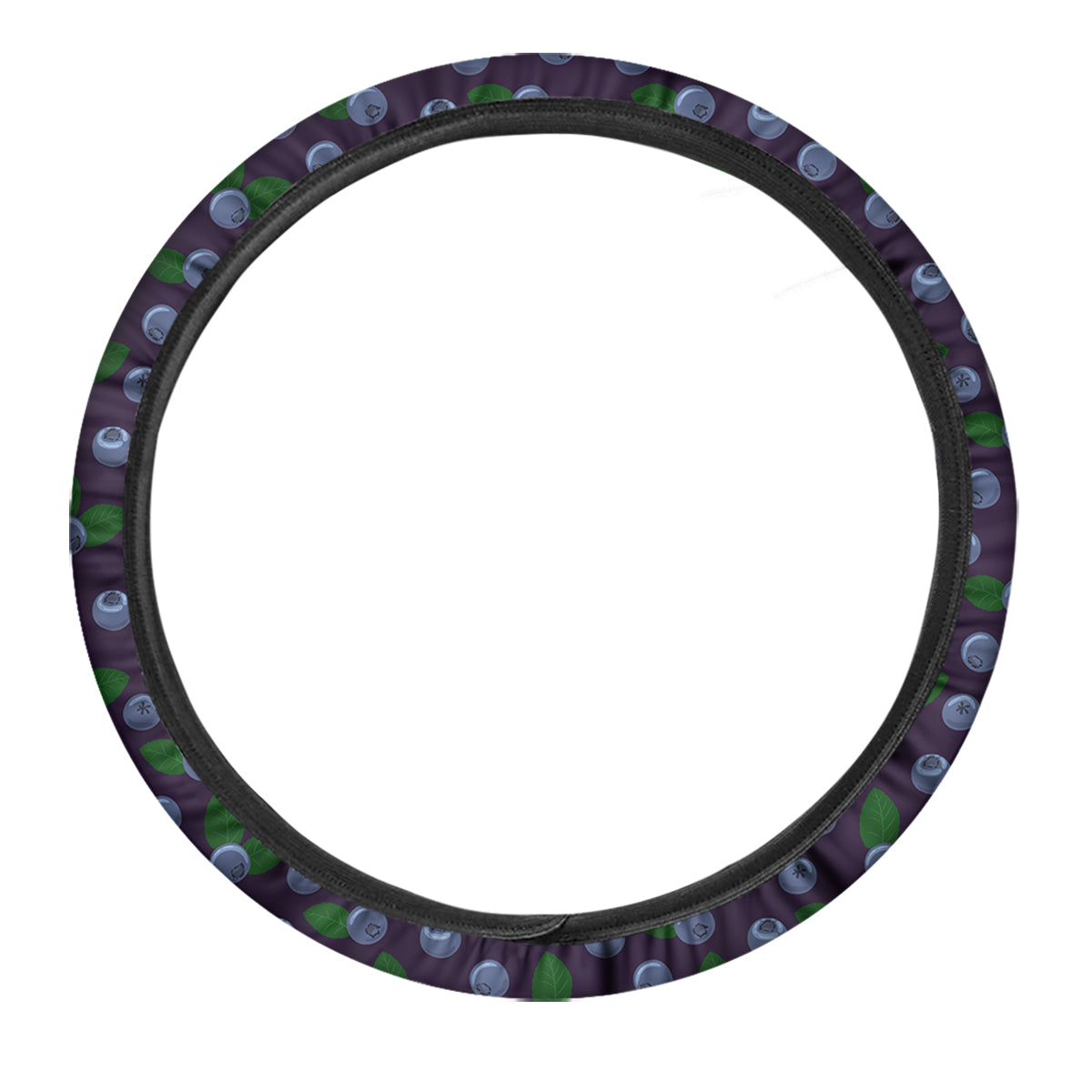 Blueberry And Leaf Print Pattern Car Steering Wheel Cover-grizzshop