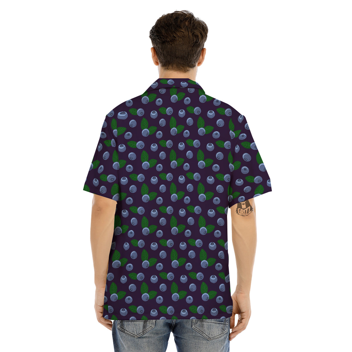Blueberry And Leaf Print Pattern Men's Hawaiian Shirt-grizzshop