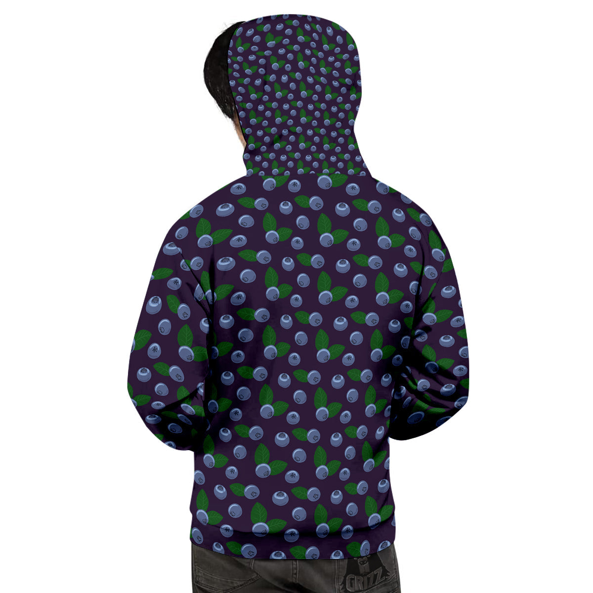 Blueberry And Leaf Print Pattern Men's Hoodie-grizzshop