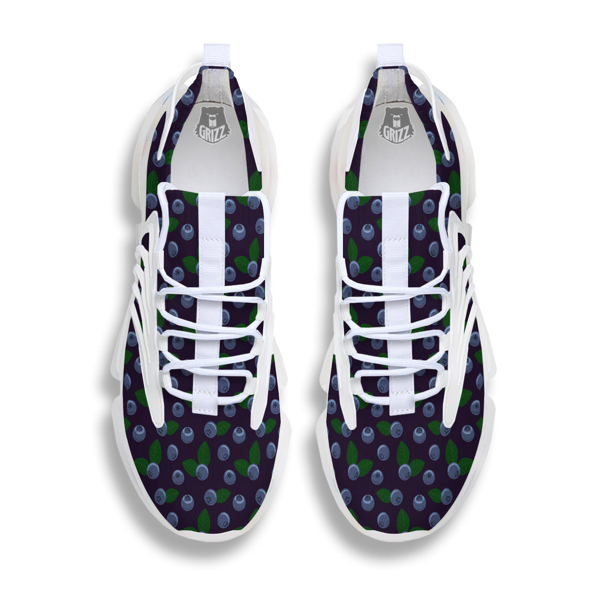 Blueberry And Leaf Print Pattern White Gym Shoes-grizzshop