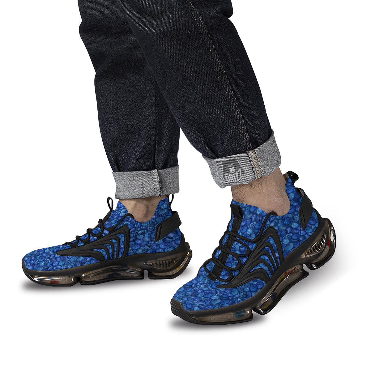 Blueberry Print Pattern Black Gym Shoes-grizzshop