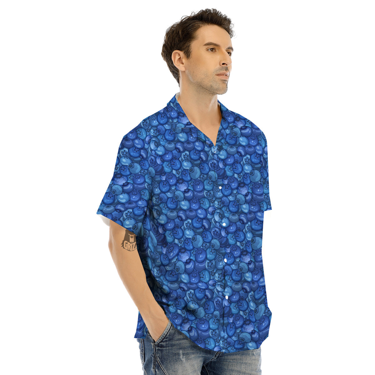 Blueberry Print Pattern Men's Hawaiian Shirt-grizzshop