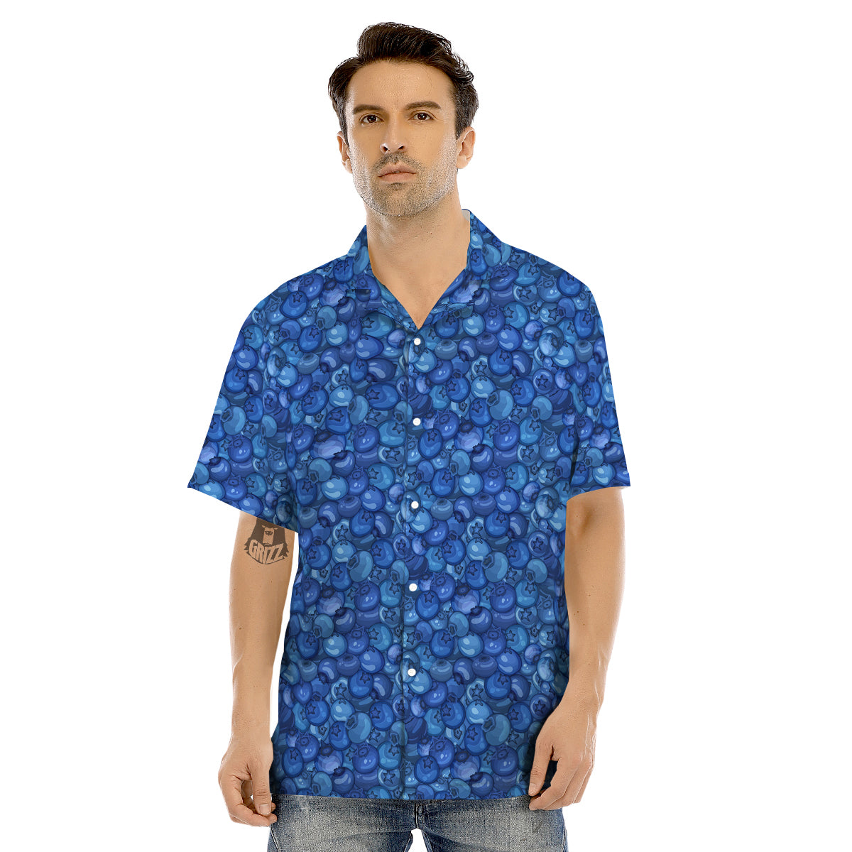 Blueberry Print Pattern Men's Hawaiian Shirt-grizzshop