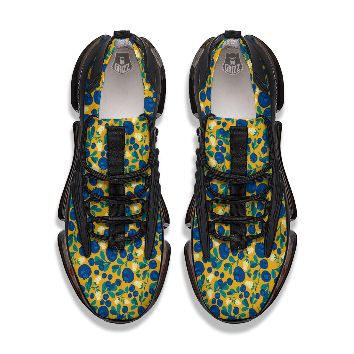 Blueberry Yellow Print Pattern Black Gym Shoes-grizzshop