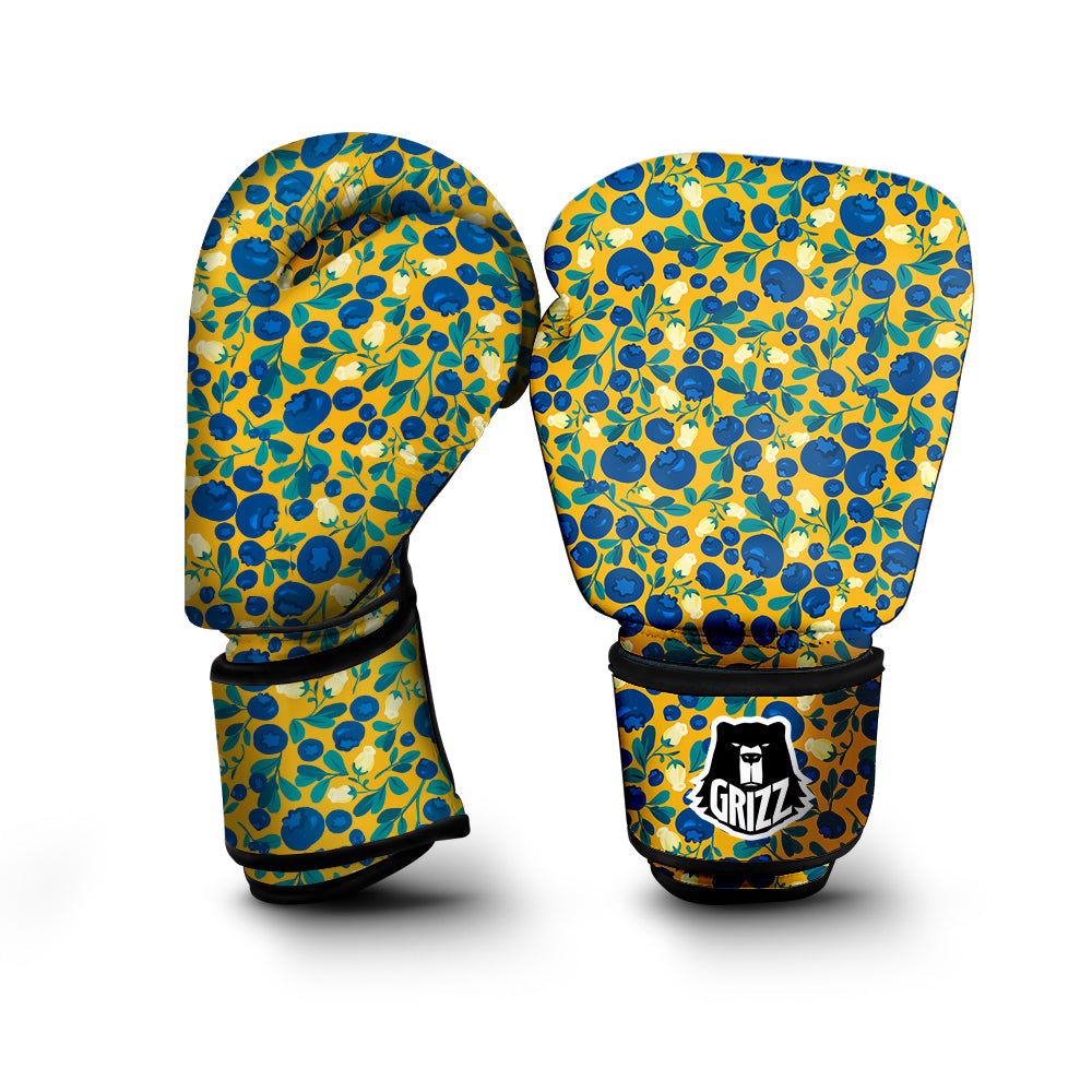 Blueberry Yellow Print Pattern Boxing Gloves-grizzshop