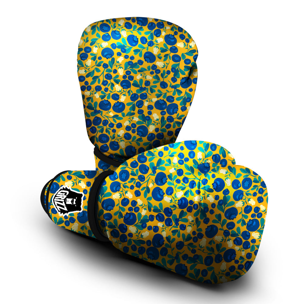Blueberry Yellow Print Pattern Boxing Gloves-grizzshop