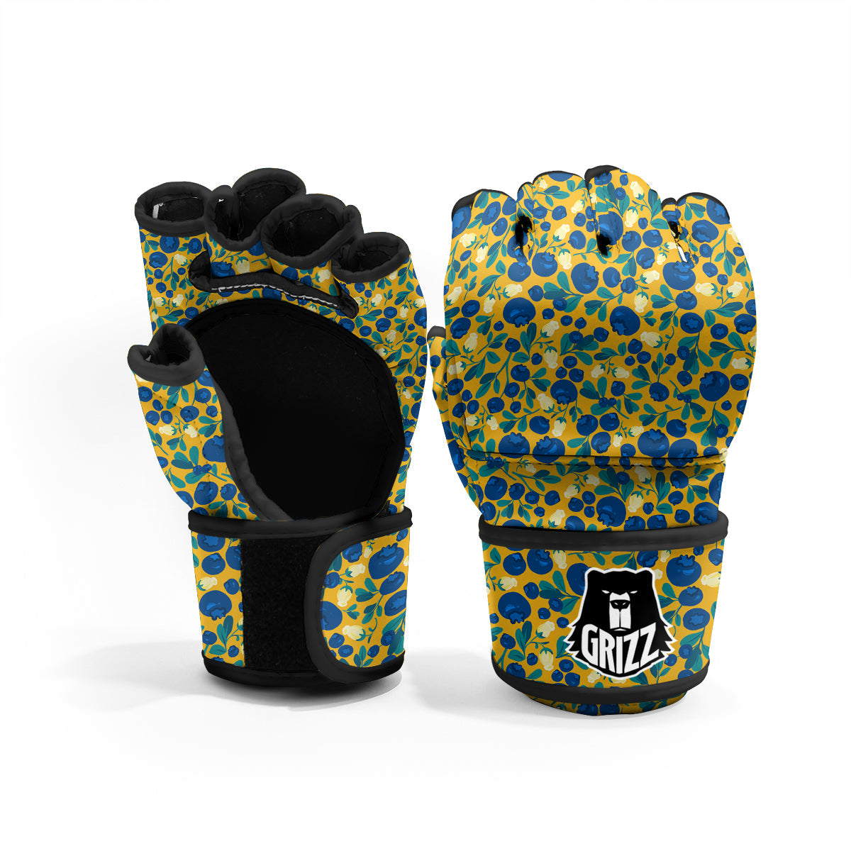 Blueberry Yellow Print Pattern MMA Gloves-grizzshop