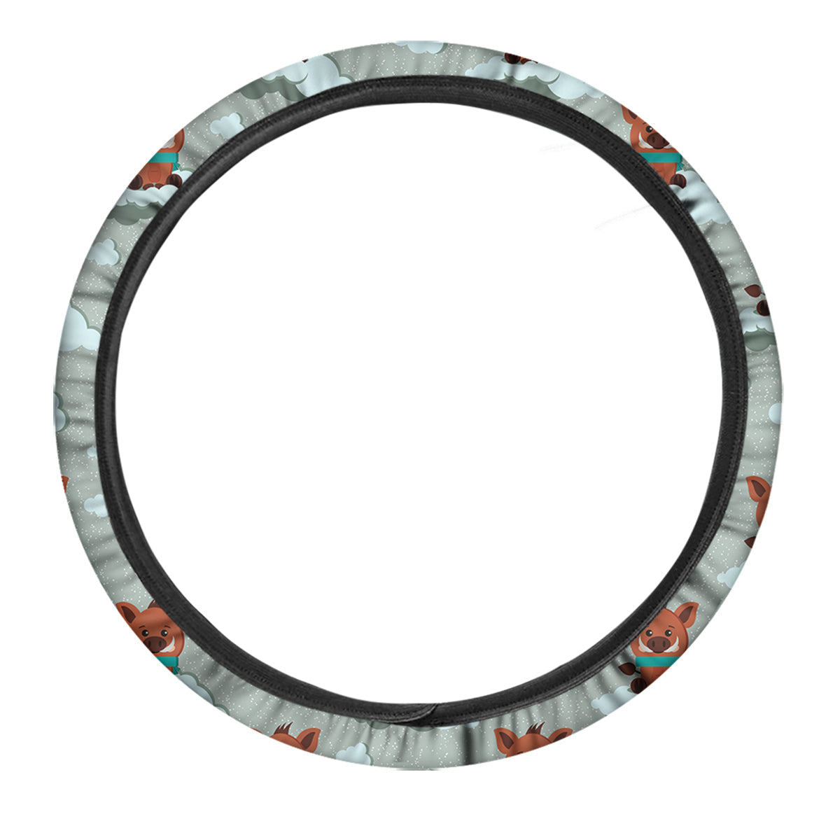 Boar And Cloud Print Pattern Car Steering Wheel Cover-grizzshop