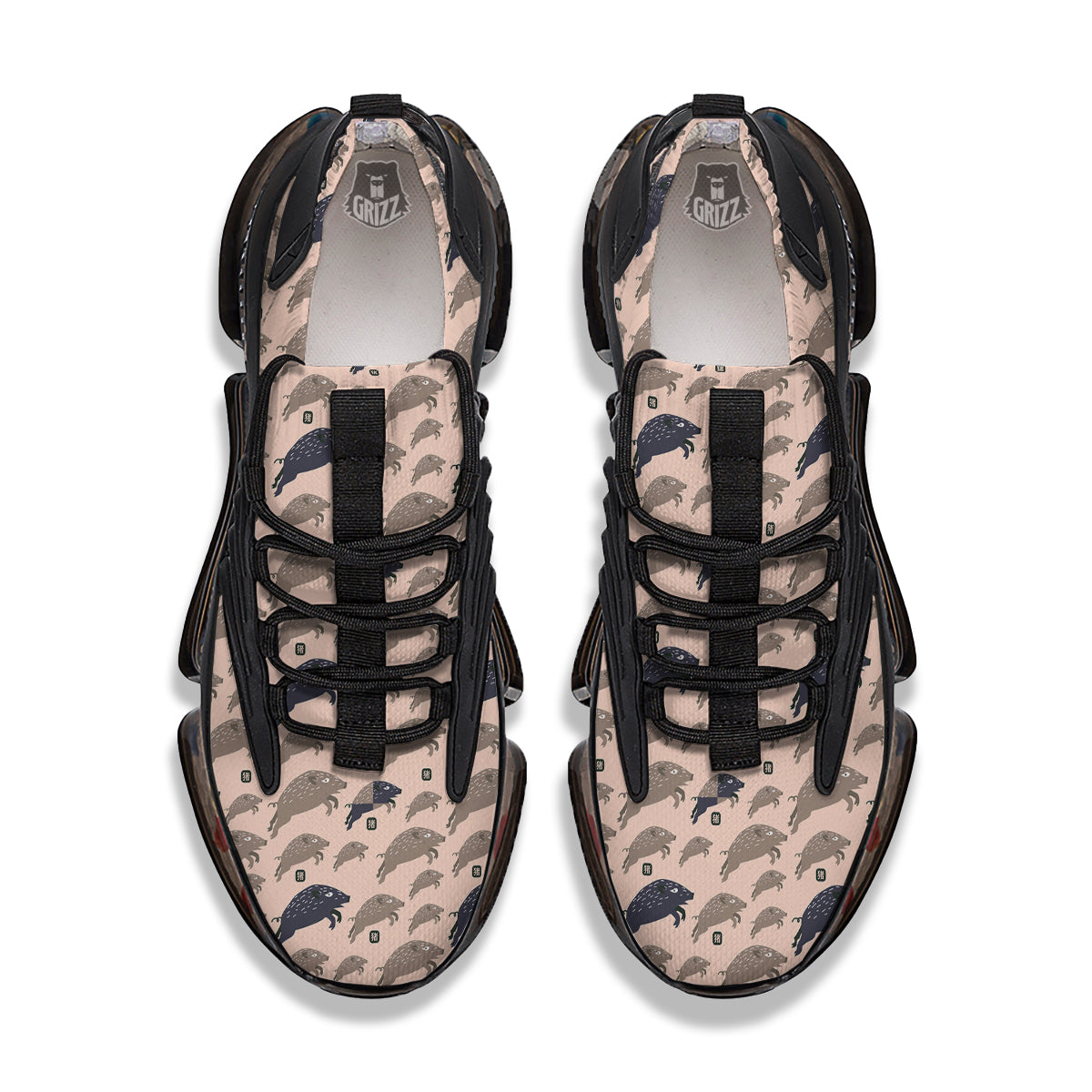 Boar Jumping Print Pattern Black Gym Shoes-grizzshop