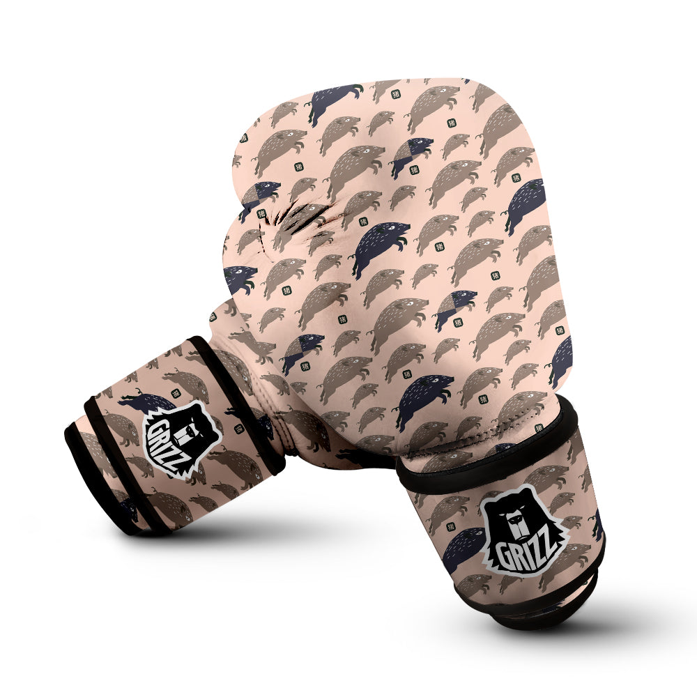 Boar Jumping Print Pattern Boxing Gloves-grizzshop