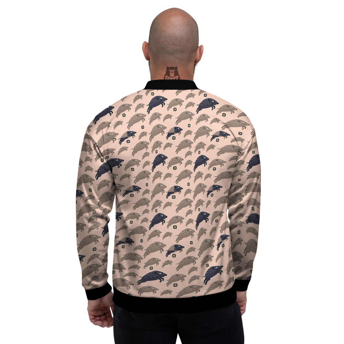 Boar Jumping Print Pattern Men's Bomber Jacket-grizzshop