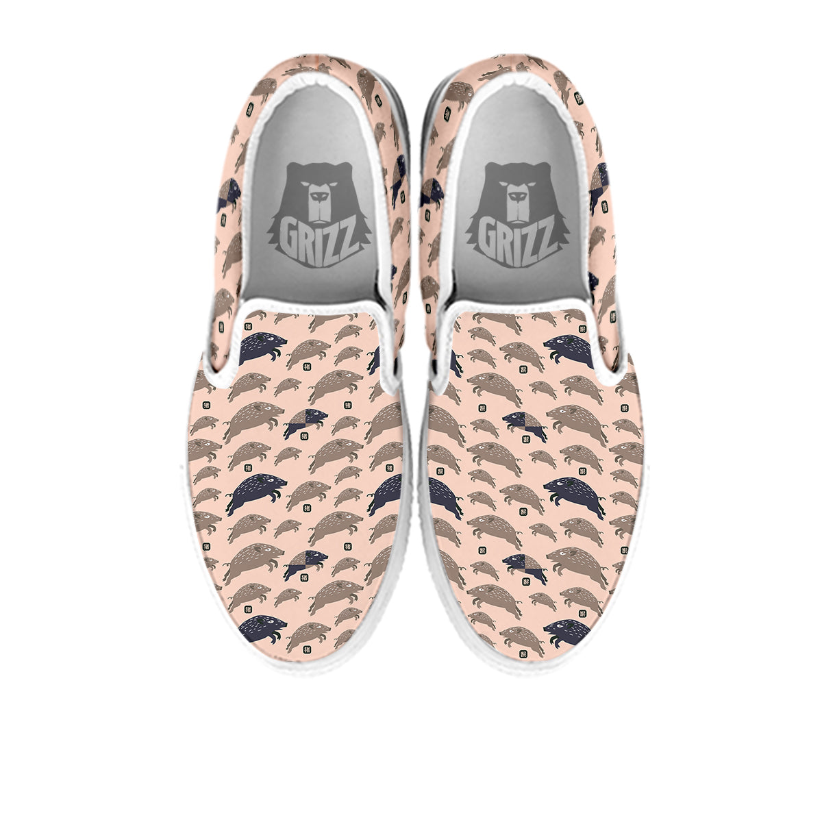 Boar Jumping Print Pattern White Slip On Shoes-grizzshop