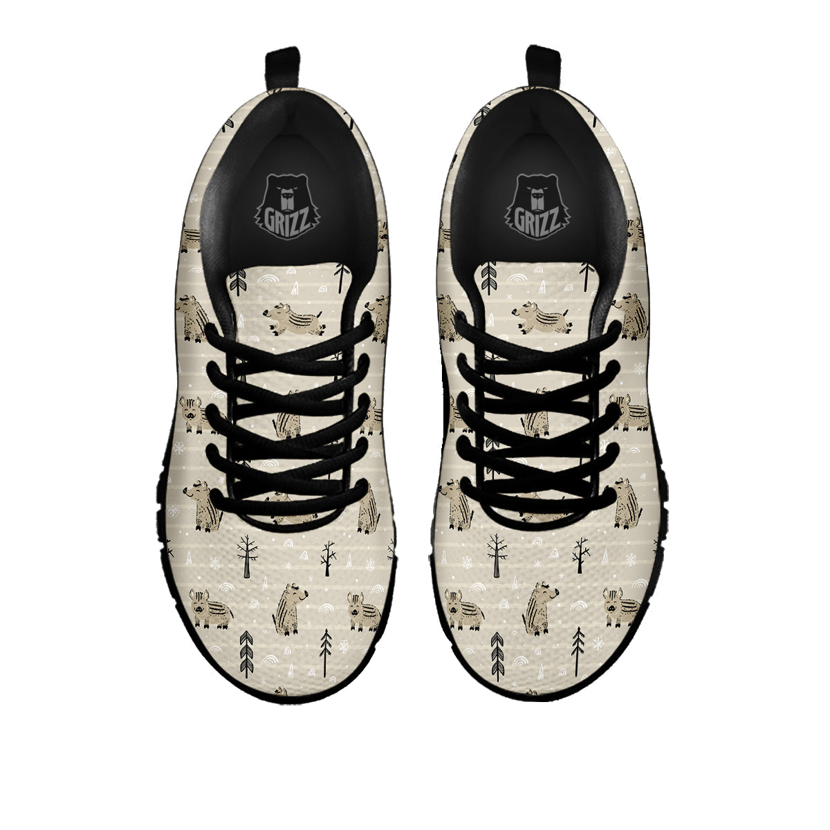Boar Striped Print Pattern Black Sneaker-grizzshop