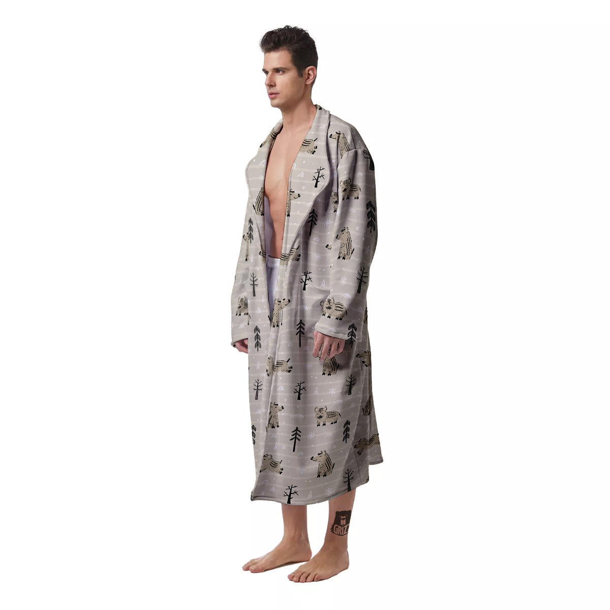 Boar Striped Print Pattern Men's Robe-grizzshop