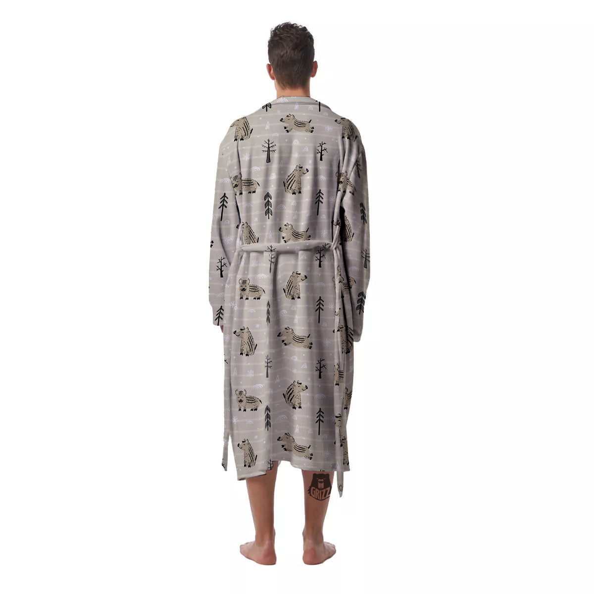Boar Striped Print Pattern Men's Robe-grizzshop