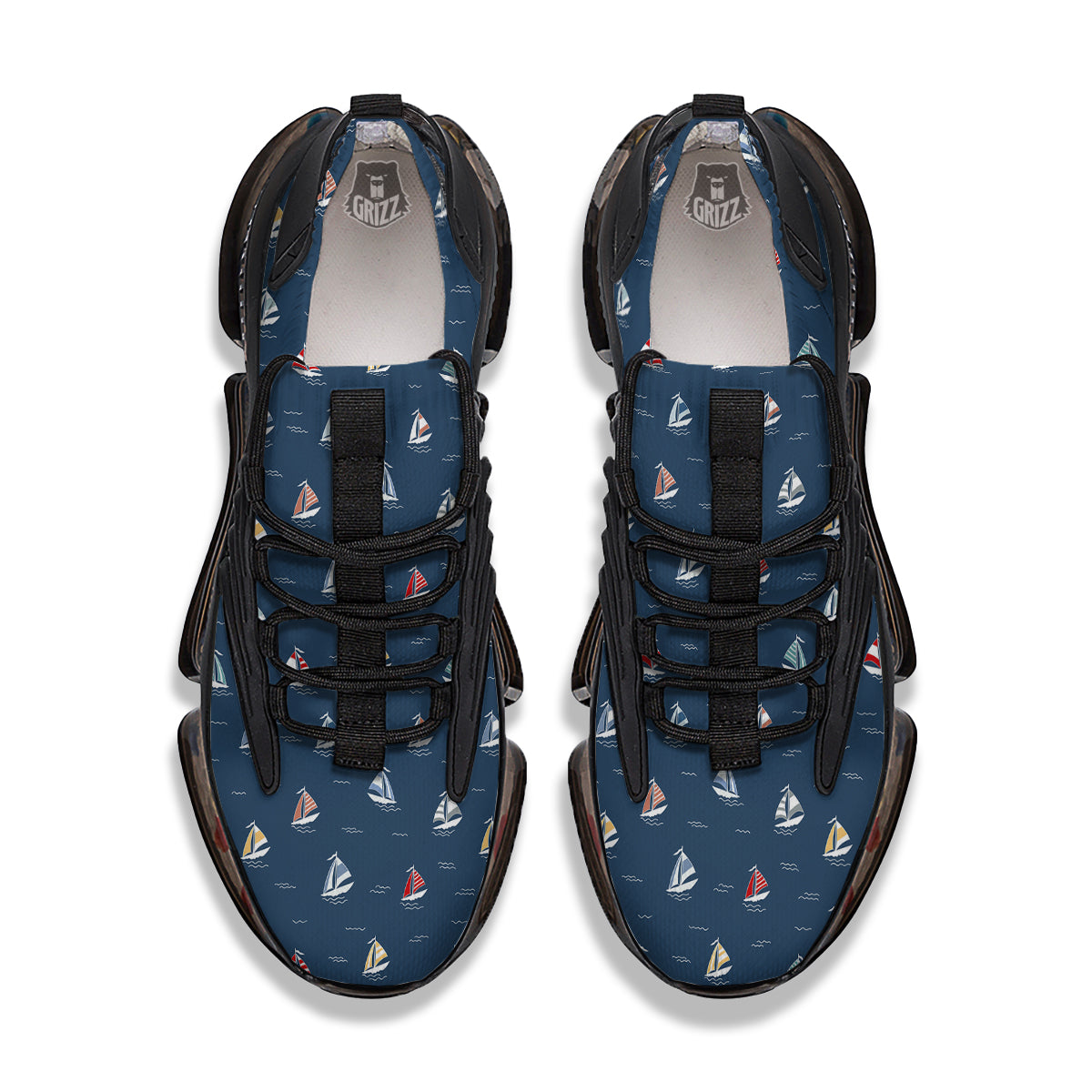 Boat Colorful Print Pattern Black Gym Shoes-grizzshop