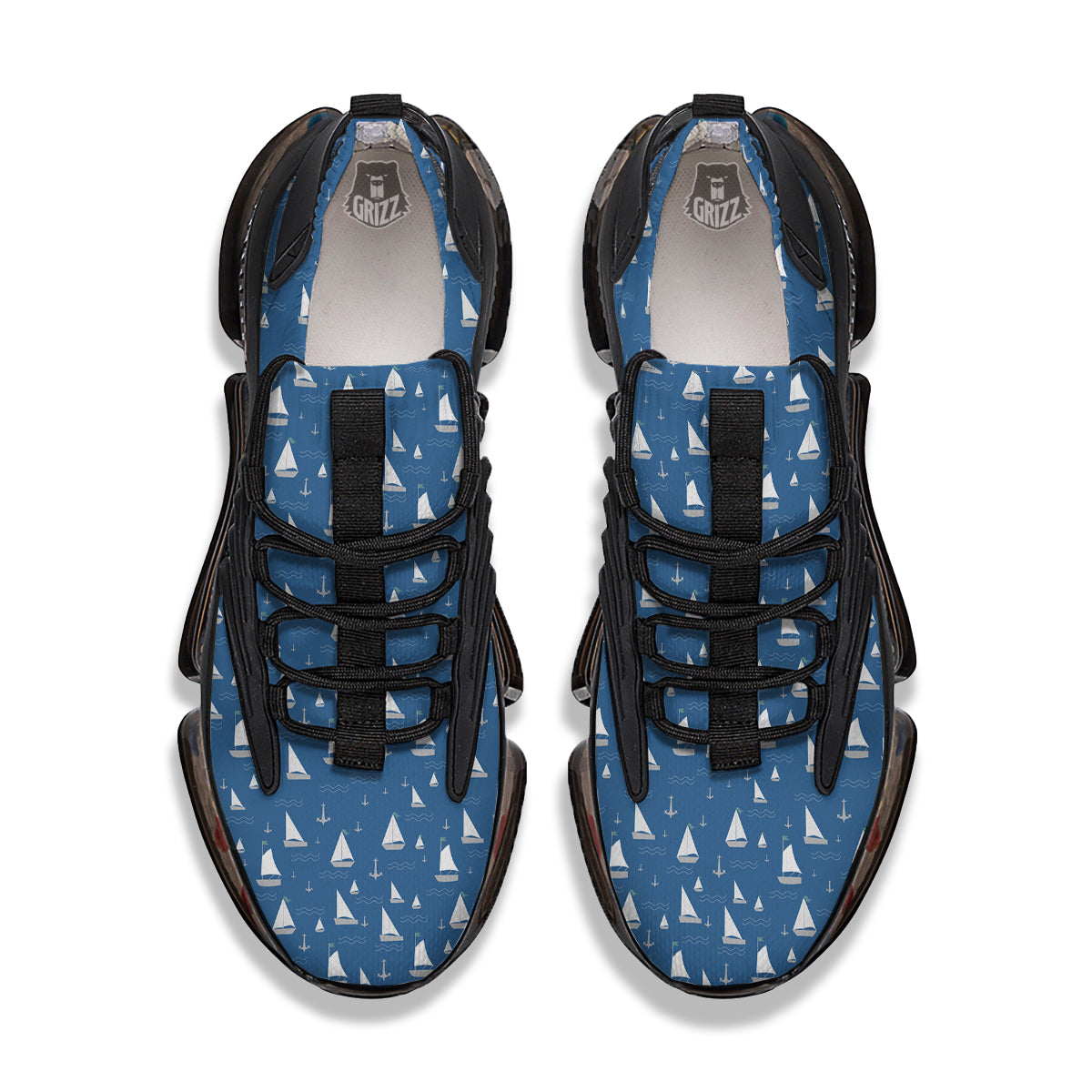 Boat Drawing Print Pattern Black Gym Shoes-grizzshop
