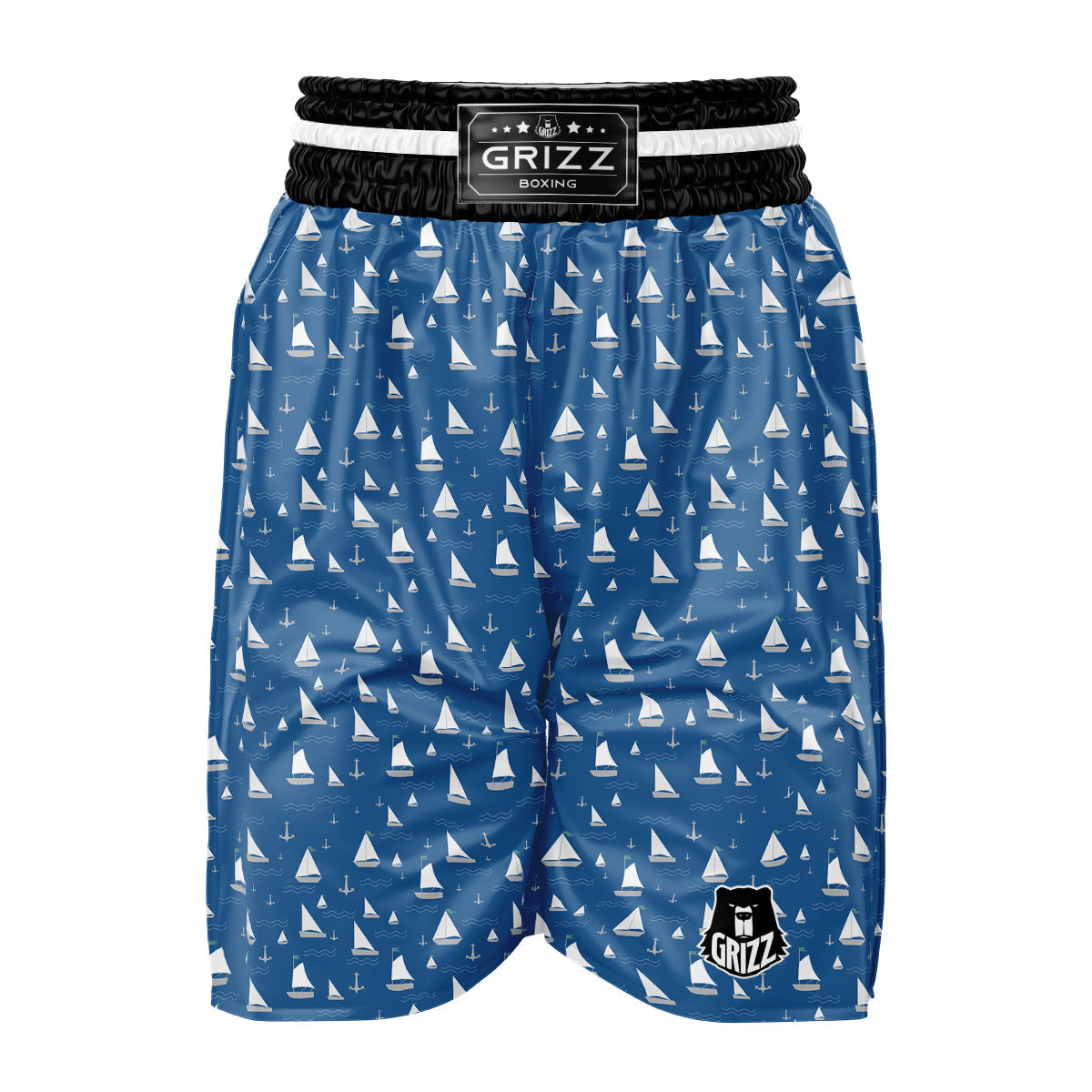 Boat Drawing Print Pattern Boxing Shorts-grizzshop