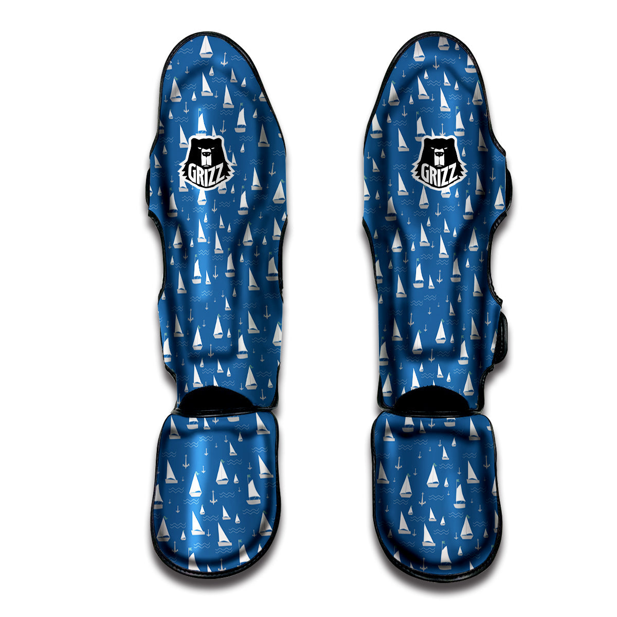 Blue White And Pink Argyle Print Pattern Muay Thai Shin Guards main image 1