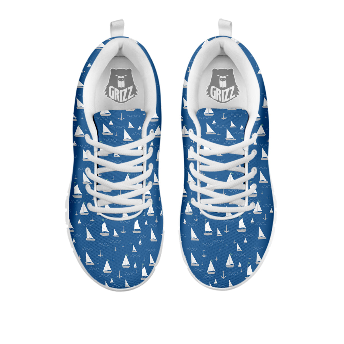 Boat Drawing Print Pattern White Sneaker-grizzshop